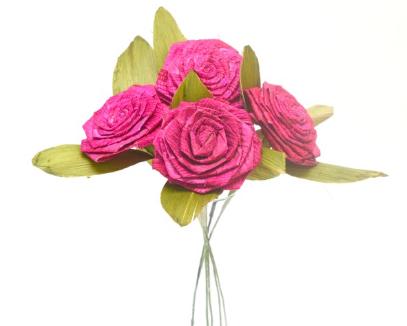 Flor palha bananeira G - Rosa pink (unidade)